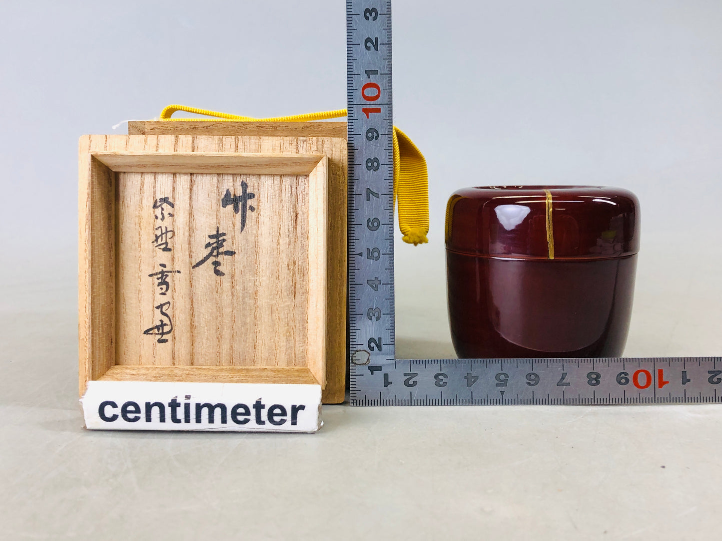 Y6782 [VIDEO] NATUME Bamboo Caddy lacquered kintsugi Japan Tea Ceremony antique case