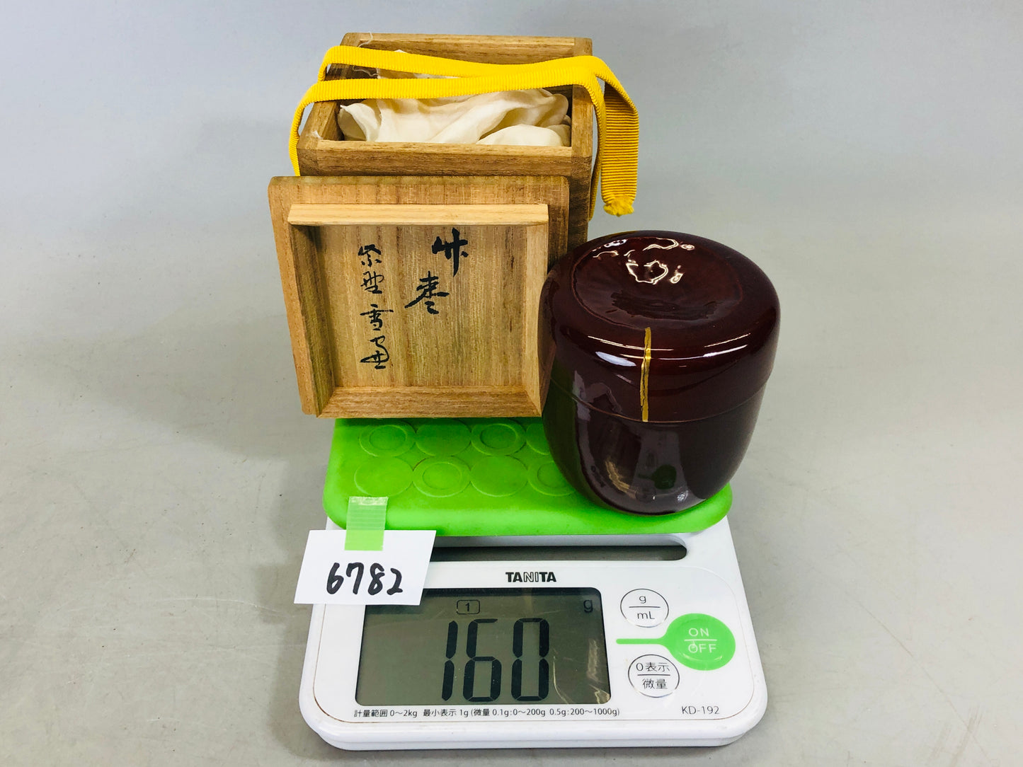 Y6782 [VIDEO] NATUME Bamboo Caddy lacquered kintsugi Japan Tea Ceremony antique case