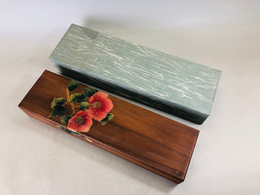 Y6783 [VIDEO] BOX wooden Tanzaku strip paper case flower Japan antique stationery