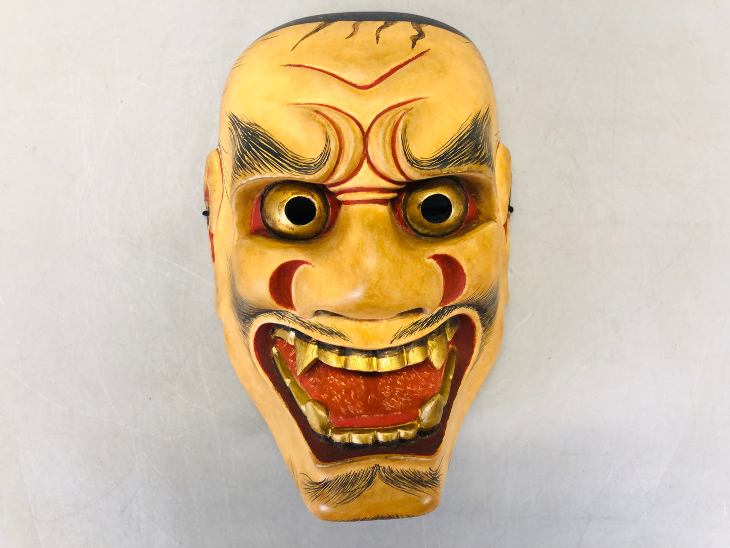 Y6792 [VIDEO] NOH MASK wood carving Shishiguchi signed Japan antique omen dance drama