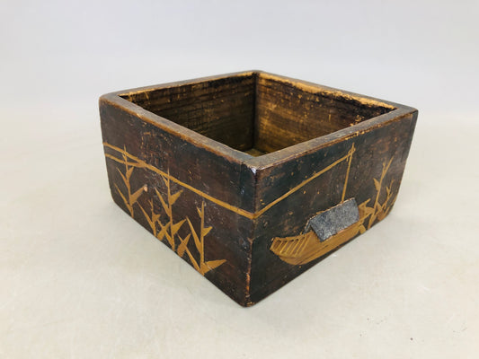 Y6798[VIDEO] BOX Korin Makie Masu measuring container Japan antique kitchen tableware