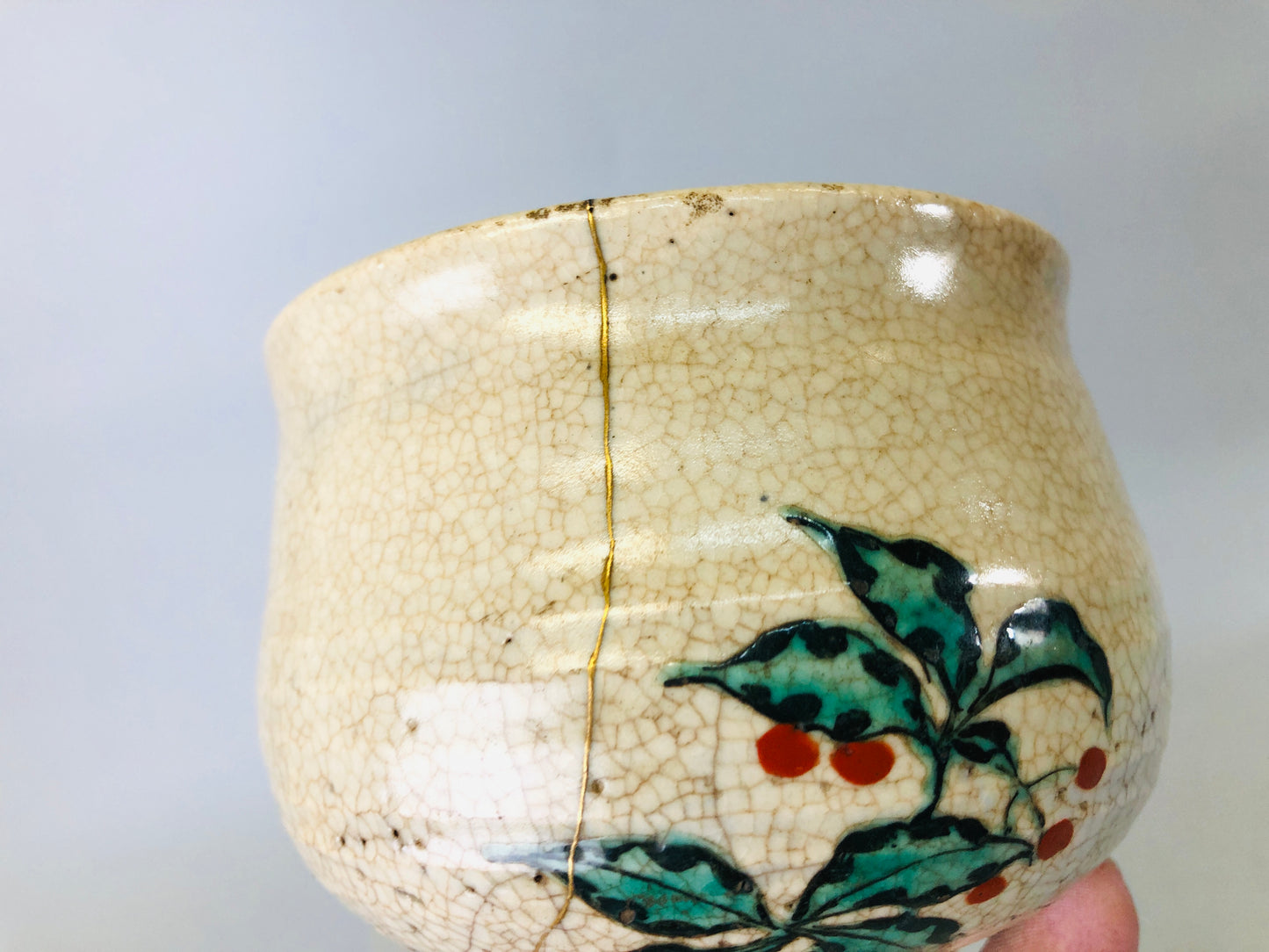 Y6810 [VIDEO] CHAWAN Inuyama-ware bowl kintsugi box Japan antique tea ceremony pottery