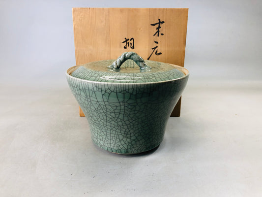Y6814 [VIDEO] MIZUSASHI Souma-ware water pot signed box Japan Tea Ceremony antique