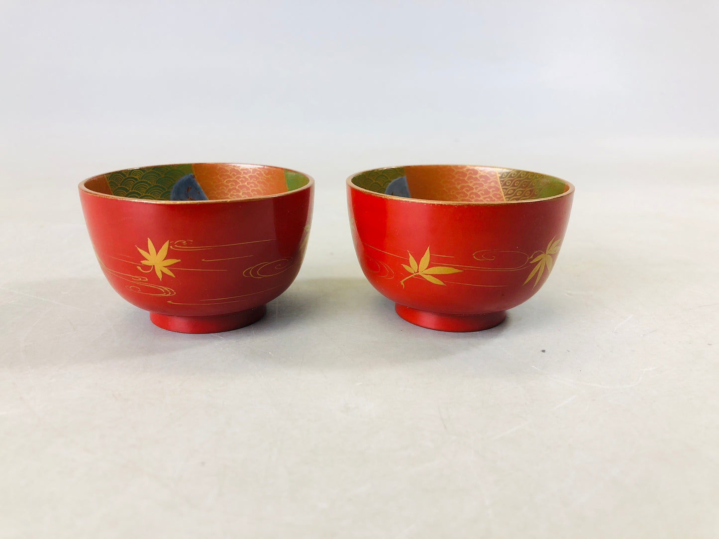 Y6815 [VIDEO] CHAWAN Makie Sake cup pair signed box Japan antique tableware bowl