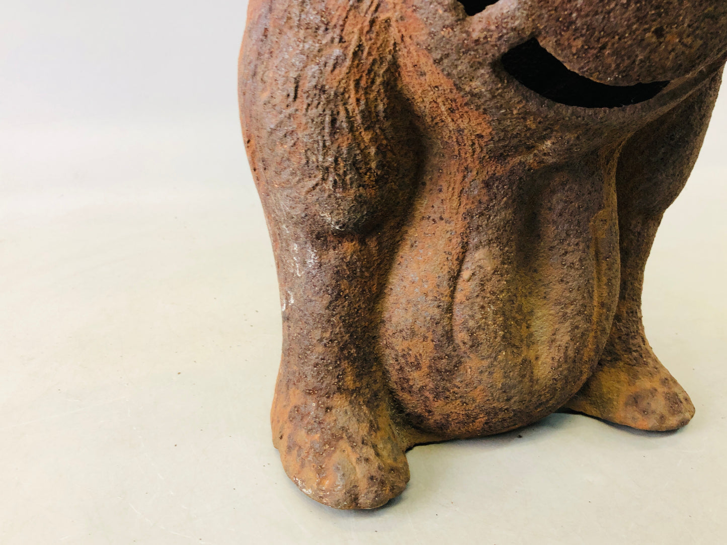 Y6830 [VIDEO]OKIMONO Iron Raccoon dog large figurine Japan antique interior figure