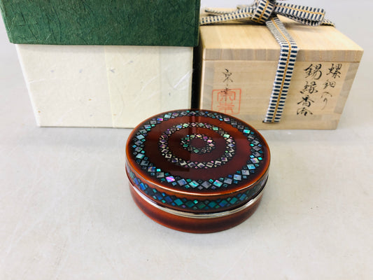 Y6846 [VIDEO] BOX Mother-of-pearl work Makie signed Japan antique aromatherapy incense