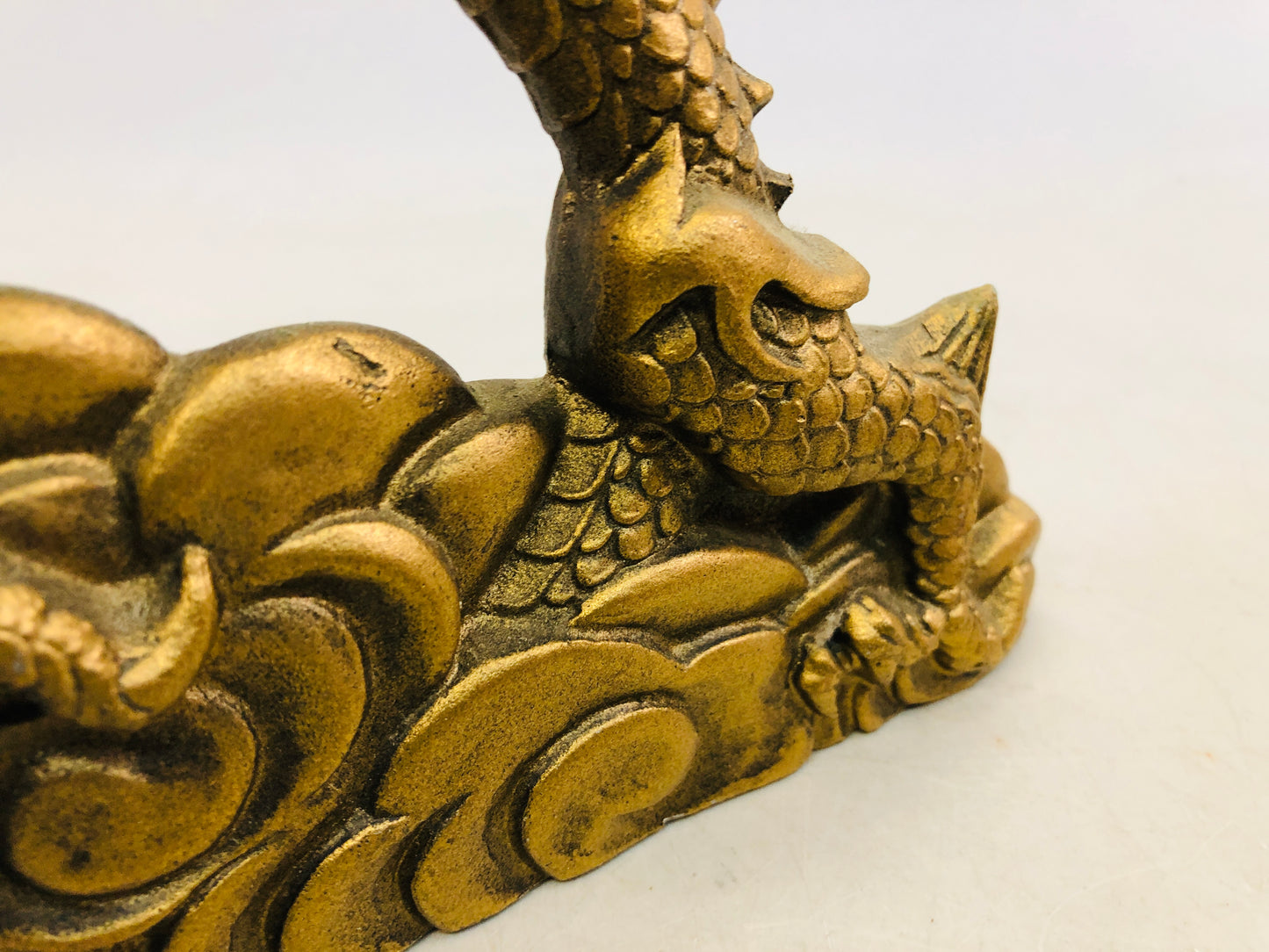 Y6855 [VIDEO] OKIMONO metal Dragon figurine Japan antique interior decor figure statue