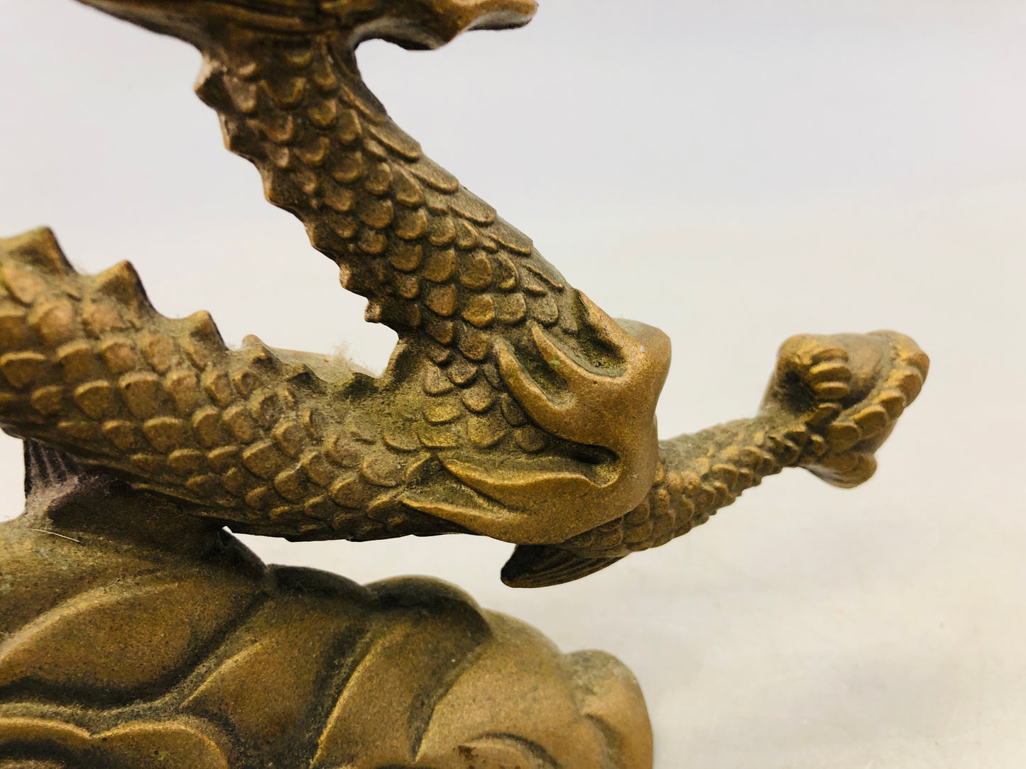 Y6855 [VIDEO] OKIMONO metal Dragon figurine Japan antique interior decor figure statue