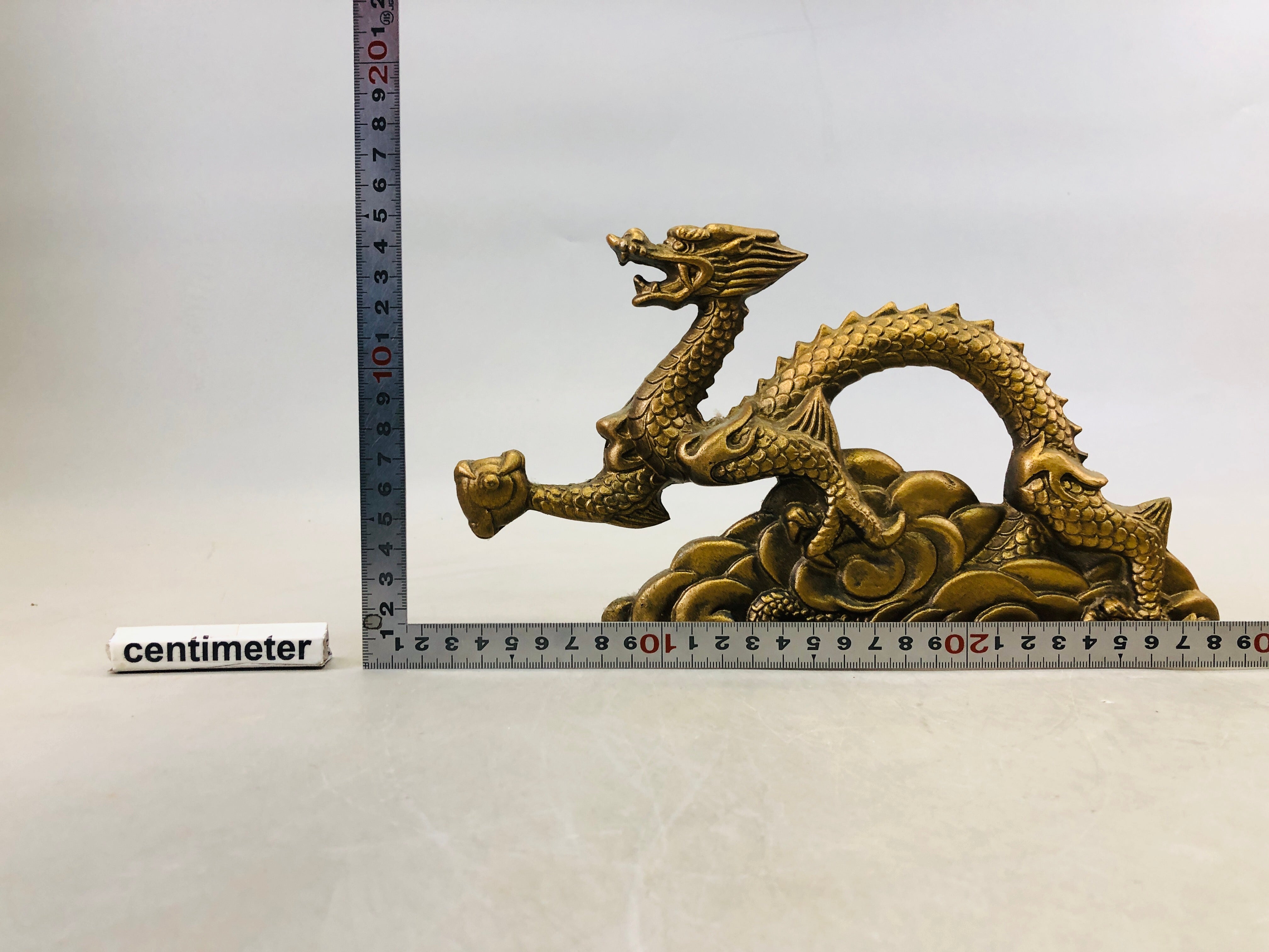Y6855 [VIDEO] OKIMONO metal Dragon figurine Japan antique