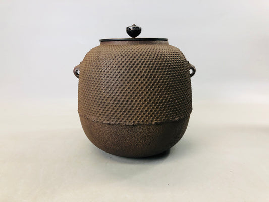 Y6857 [VIDEO] CHAGAMA Iron kettle teapot pot Arare pattern Japan Tea Ceremony antique