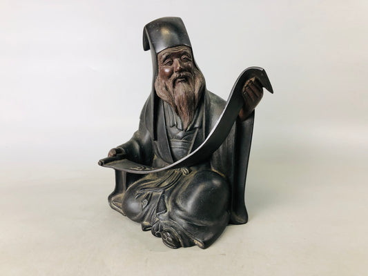 Y6866 [VIDEO] STATUE Copper Hermit figure figurine Japan antique interior home decor