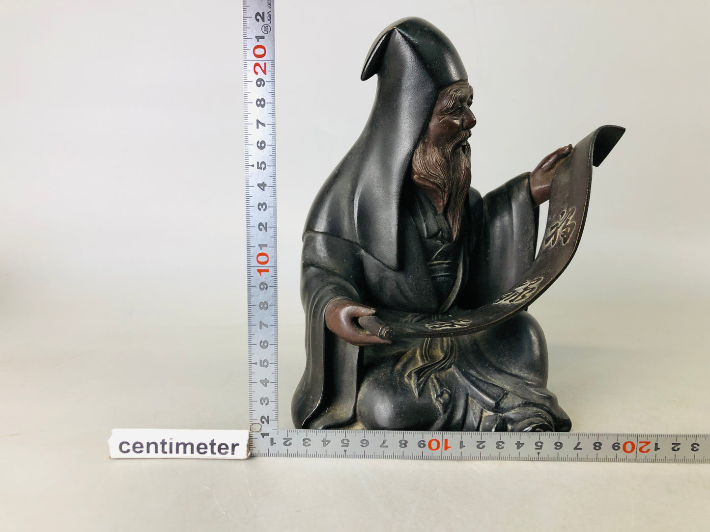 Y6866 [VIDEO] STATUE Copper Hermit figure figurine Japan antique interior home decor