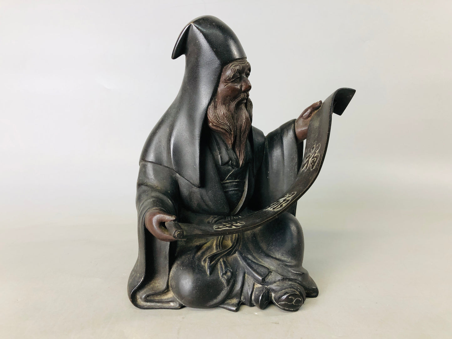 Y6866 [VIDEO] STATUE Copper Hermit figure figurine Japan antique interior home decor