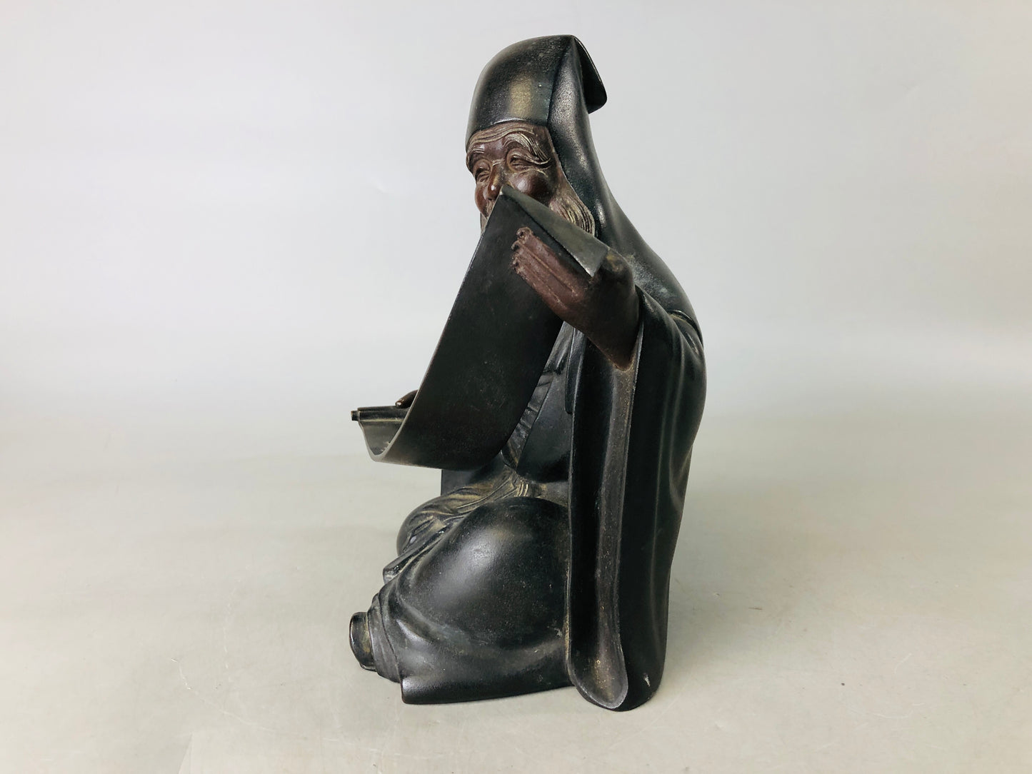 Y6866 [VIDEO] STATUE Copper Hermit figure figurine Japan antique interior home decor