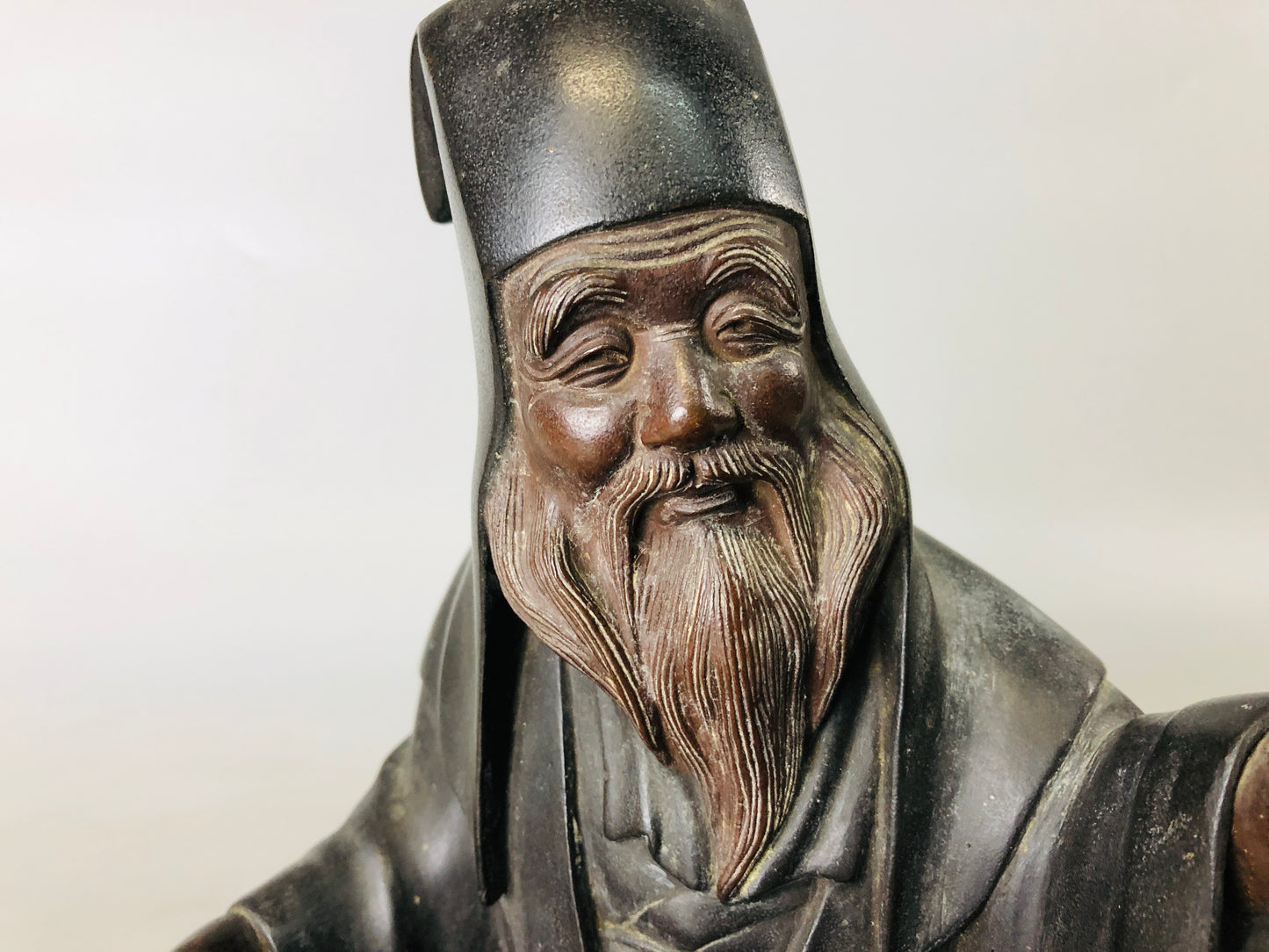 Y6866 [VIDEO] STATUE Copper Hermit figure figurine Japan antique interior home decor