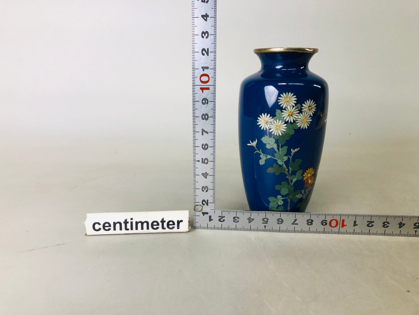 Y6872 [VIDEO] FLOWER VASE Cloisonne bird blue small Japan ikebana floral arrangement