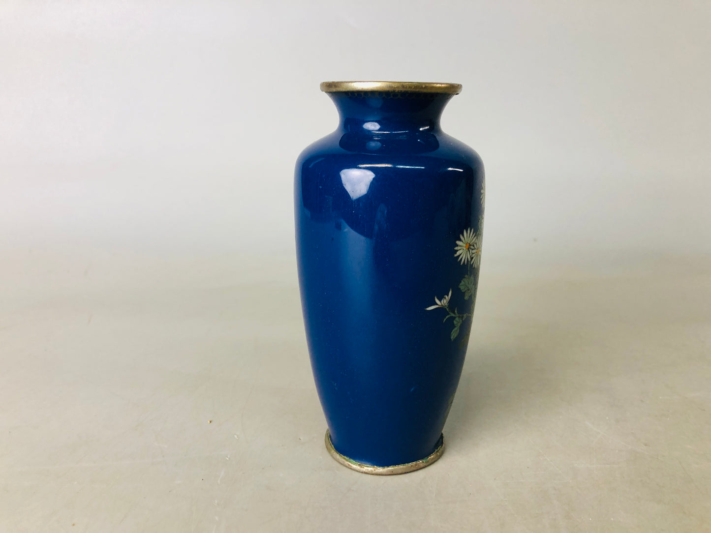 Y6872 [VIDEO] FLOWER VASE Cloisonne bird blue small Japan ikebana floral arrangement