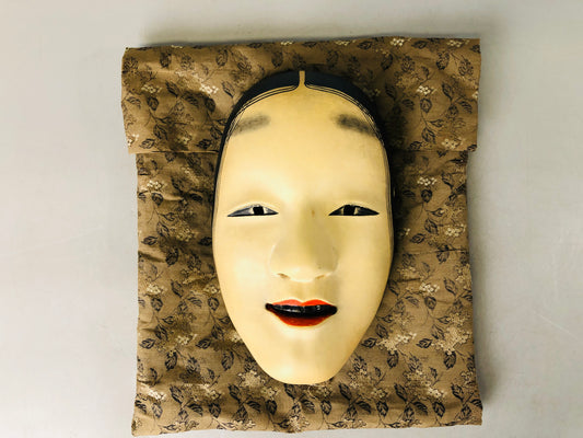 Y6874 [VIDEO] NOH MASK wood carving Ko-omote young girl Japan antique omen dance drama