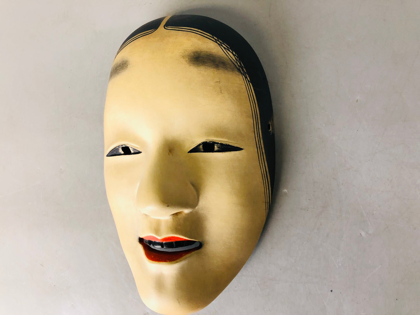 Y6874 [VIDEO] NOH MASK wood carving Ko-omote young girl Japan antique omen dance drama