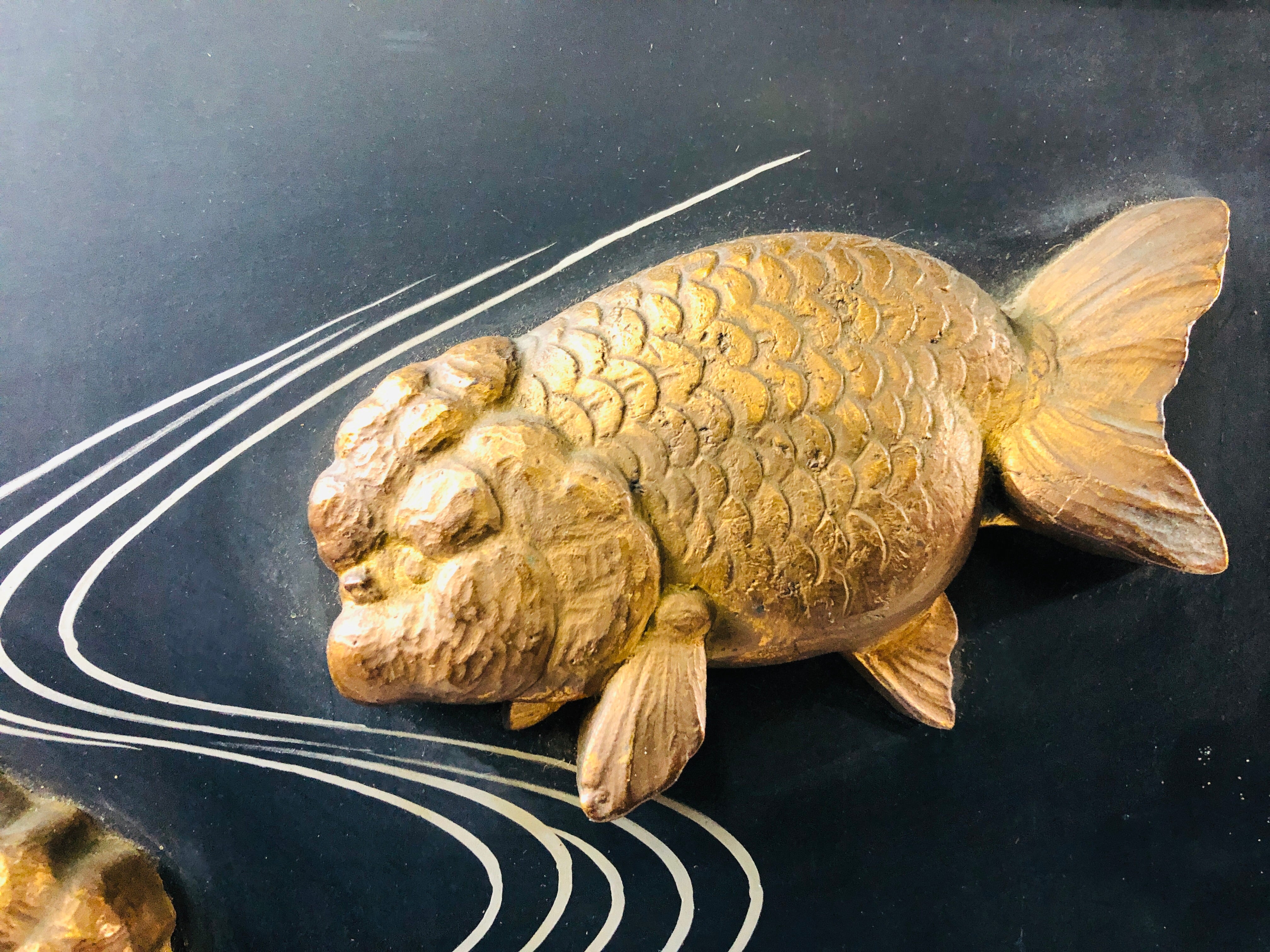 Y6886 [VIDEO] SIGNBOARD wooden sign goldfish trophy Japan antique