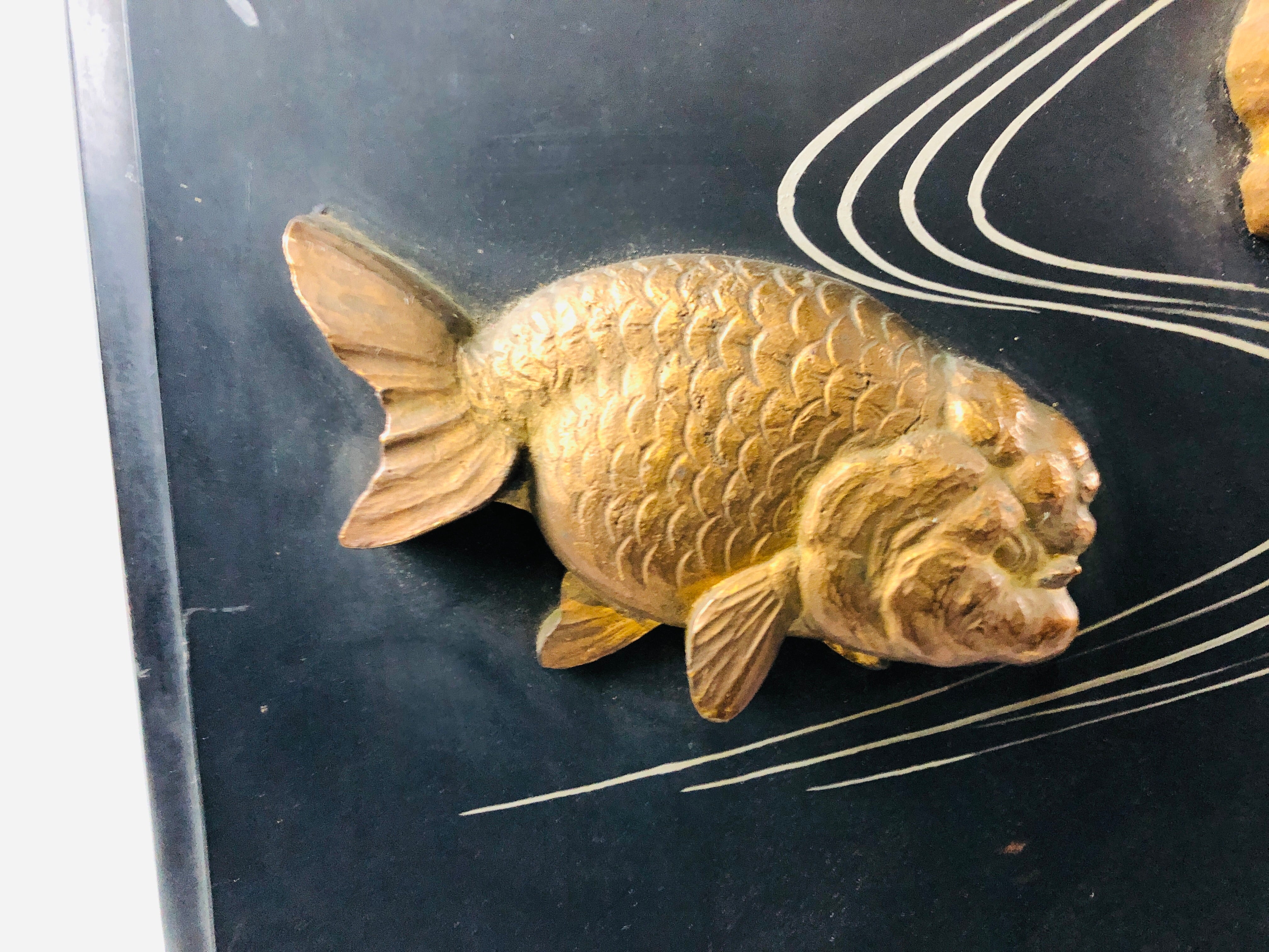 Y6886 [VIDEO] SIGNBOARD wooden sign goldfish trophy Japan antique