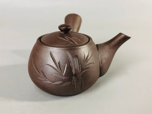 Y6889 [VIDEO] KYUSU Banko-ware teapot pot engraving Japan antique tea ceremony kettle