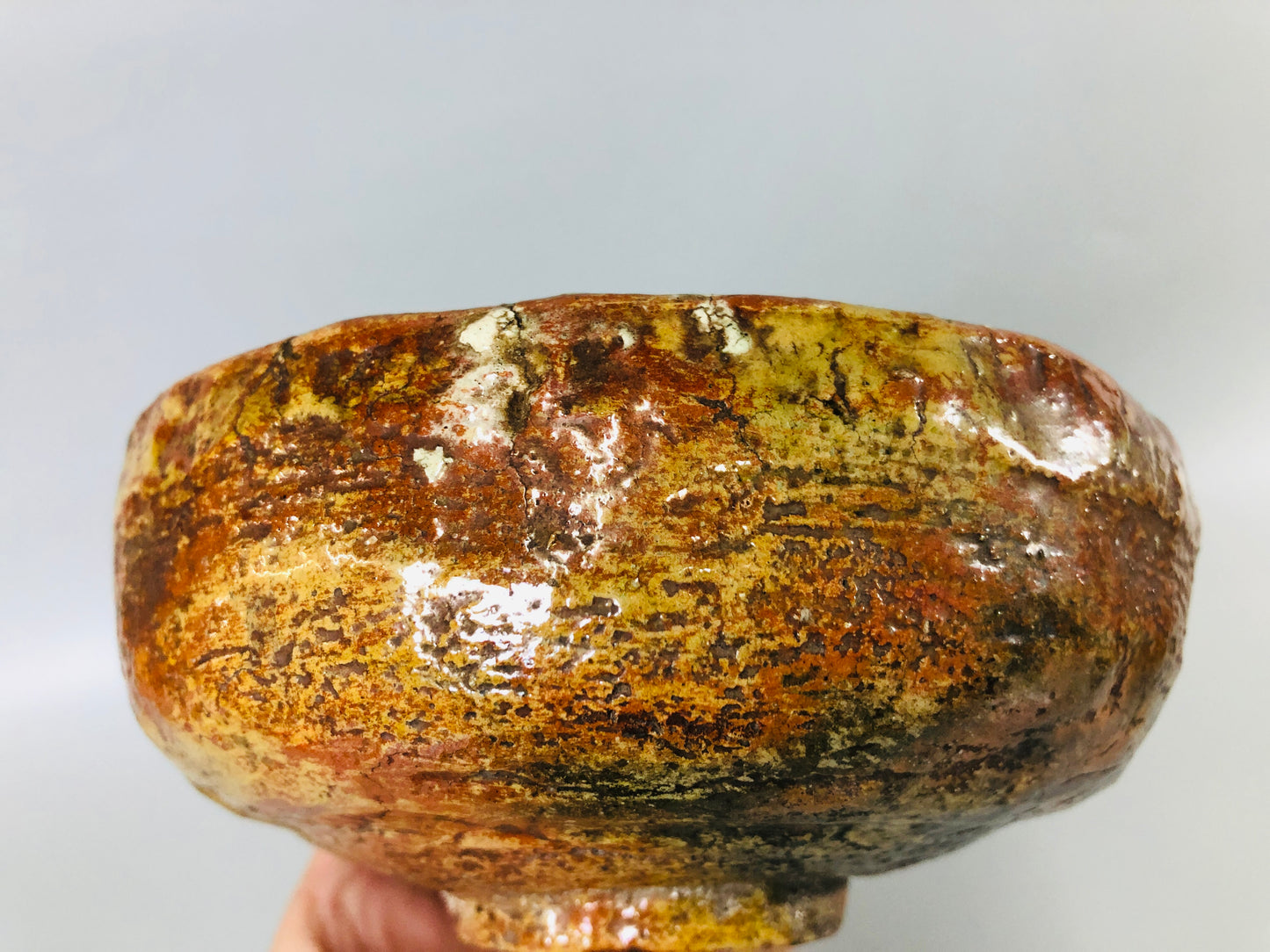 Y6896 [VIDEO] CHAWAN Raku-ware flat bowl kintsugi signed box Japan antique tea ceremony