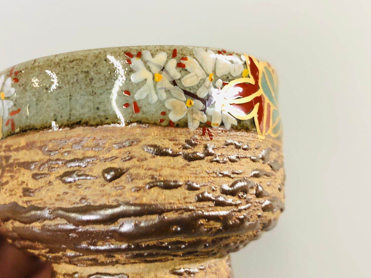 Y6914 [VIDEO] CHAWAN Inuyama-ware Sake cup signed box autumn leaves Japan antique