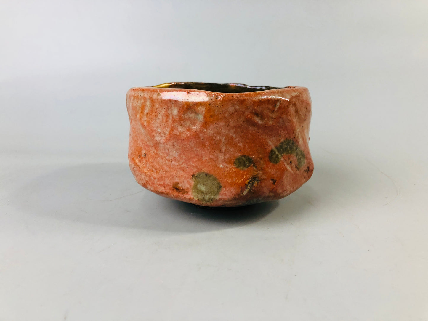 Y6930 [VIDEO] CHAWAN Raku-ware red signed box kintsugi Japan antique tea ceremony bowl