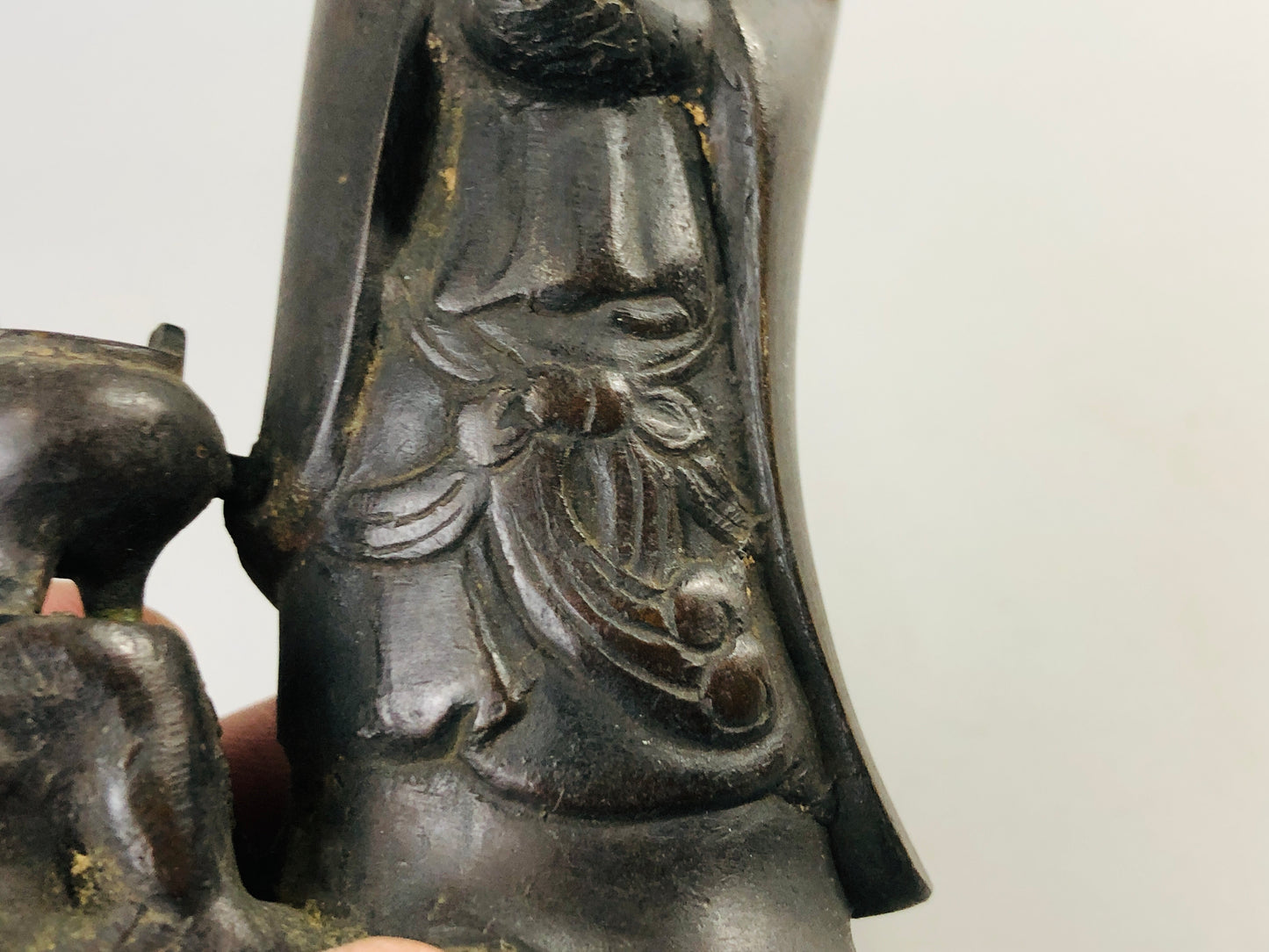 Y6940 [VIDEO] STATUE old copper Kannon figurine figure Buddhist art Japan antique decor