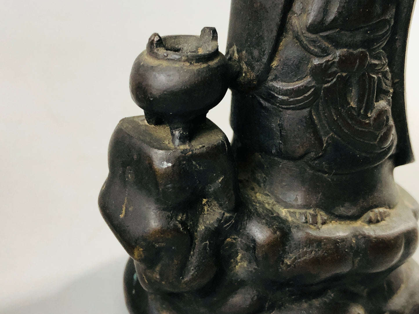 Y6940 [VIDEO] STATUE old copper Kannon figurine figure Buddhist art Japan antique decor