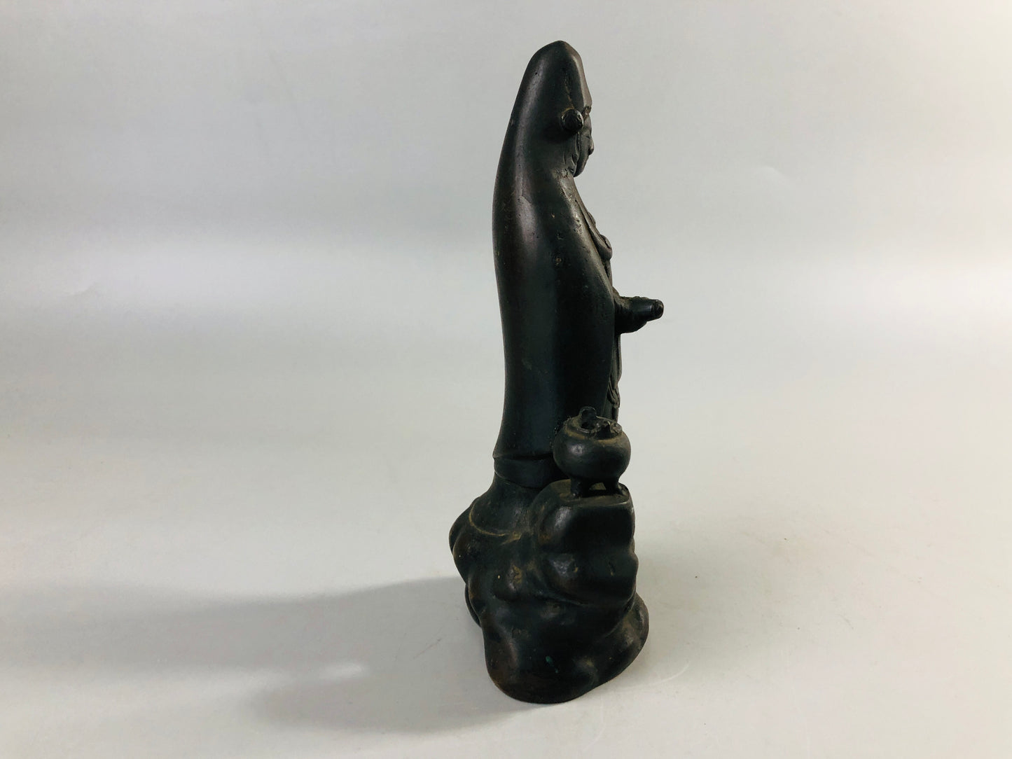 Y6940 [VIDEO] STATUE old copper Kannon figurine figure Buddhist art Japan antique decor