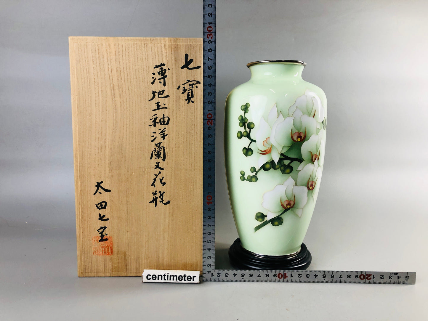 Y6947 「VIDEO] FLOWER VASE Cloisonne signed box Japan ikebana floral arrangement interior