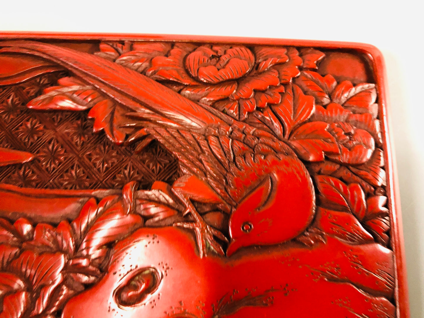 Y6975 「VIDEO] BOX Kamakura carving accessory case flower bird Japan antique storage