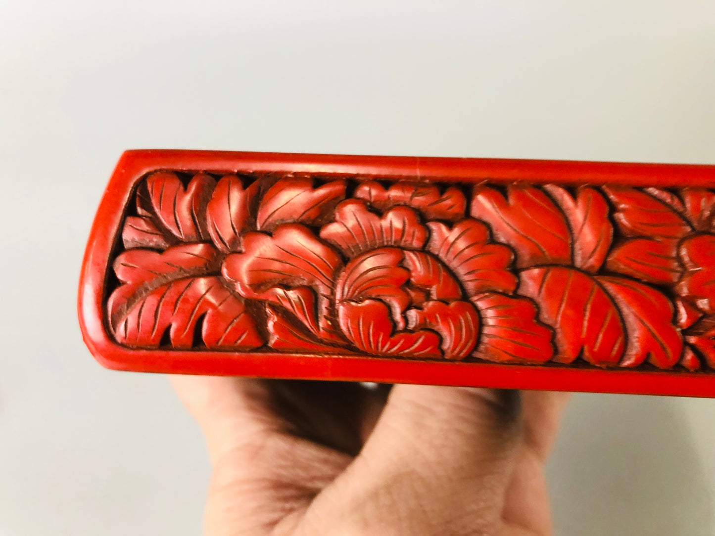 Y6975 「VIDEO] BOX Kamakura carving accessory case flower bird Japan antique storage