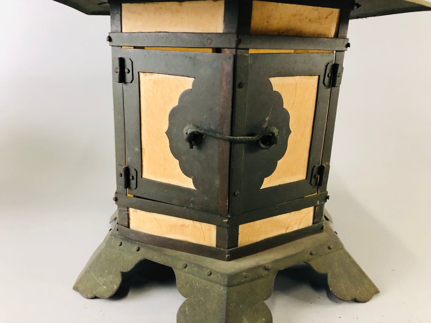 Y6976 [VIDEO] TOUROU Copper Hanging Lantern pair Japan antique interior decor Buddhism