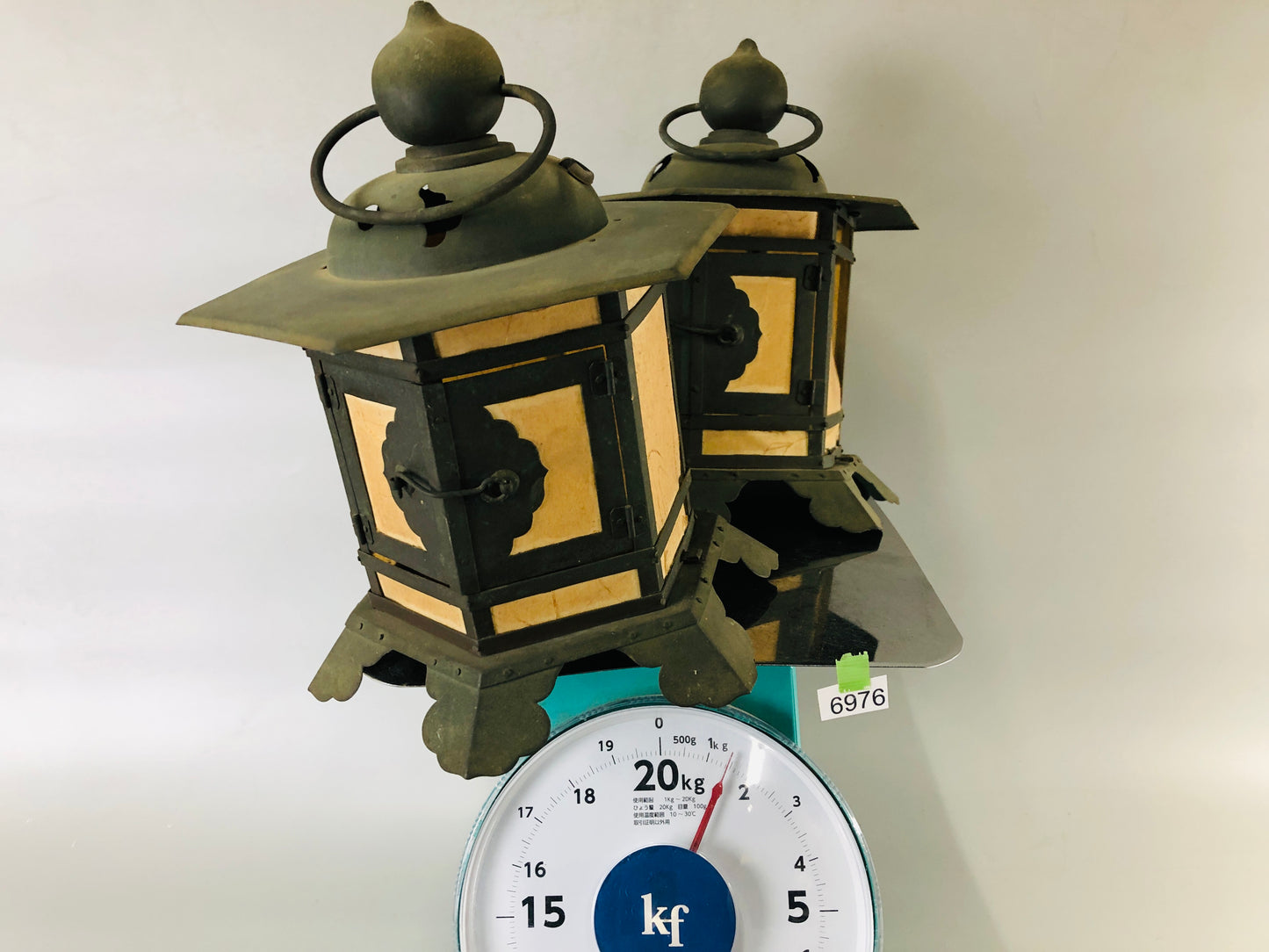 Y6976 [VIDEO] TOUROU Copper Hanging Lantern pair Japan antique interior decor Buddhism