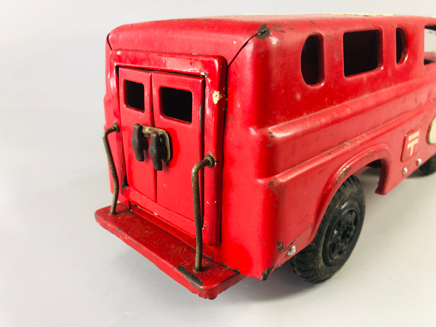 Y7012 [VIDEO] TIN TOY Postal car mail van truck working vehicle Japanese antique vintage