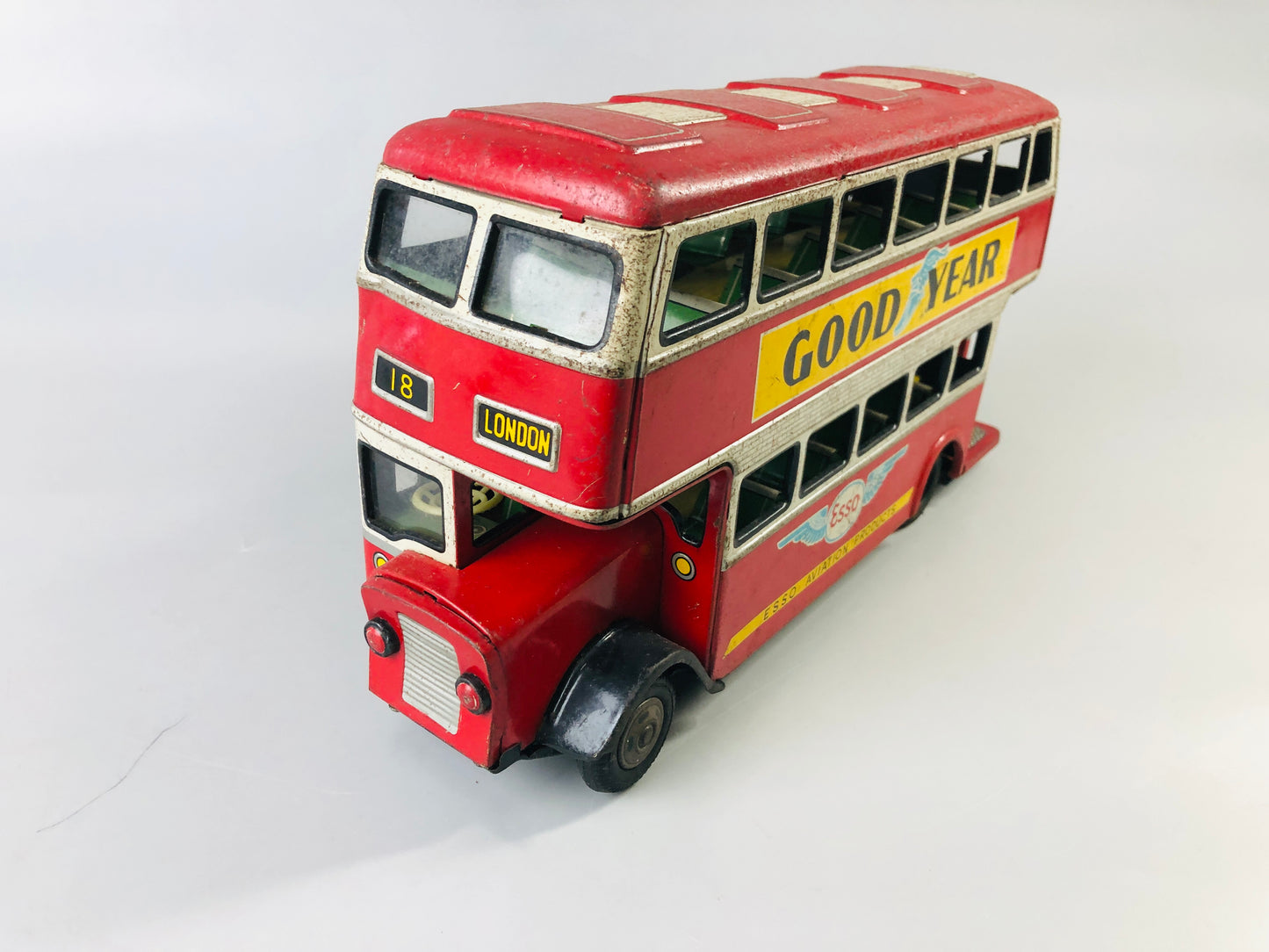 Y7017 [VIDEO] TIN TOY Bus Goodyear  transit public transportation Japan antique vintage