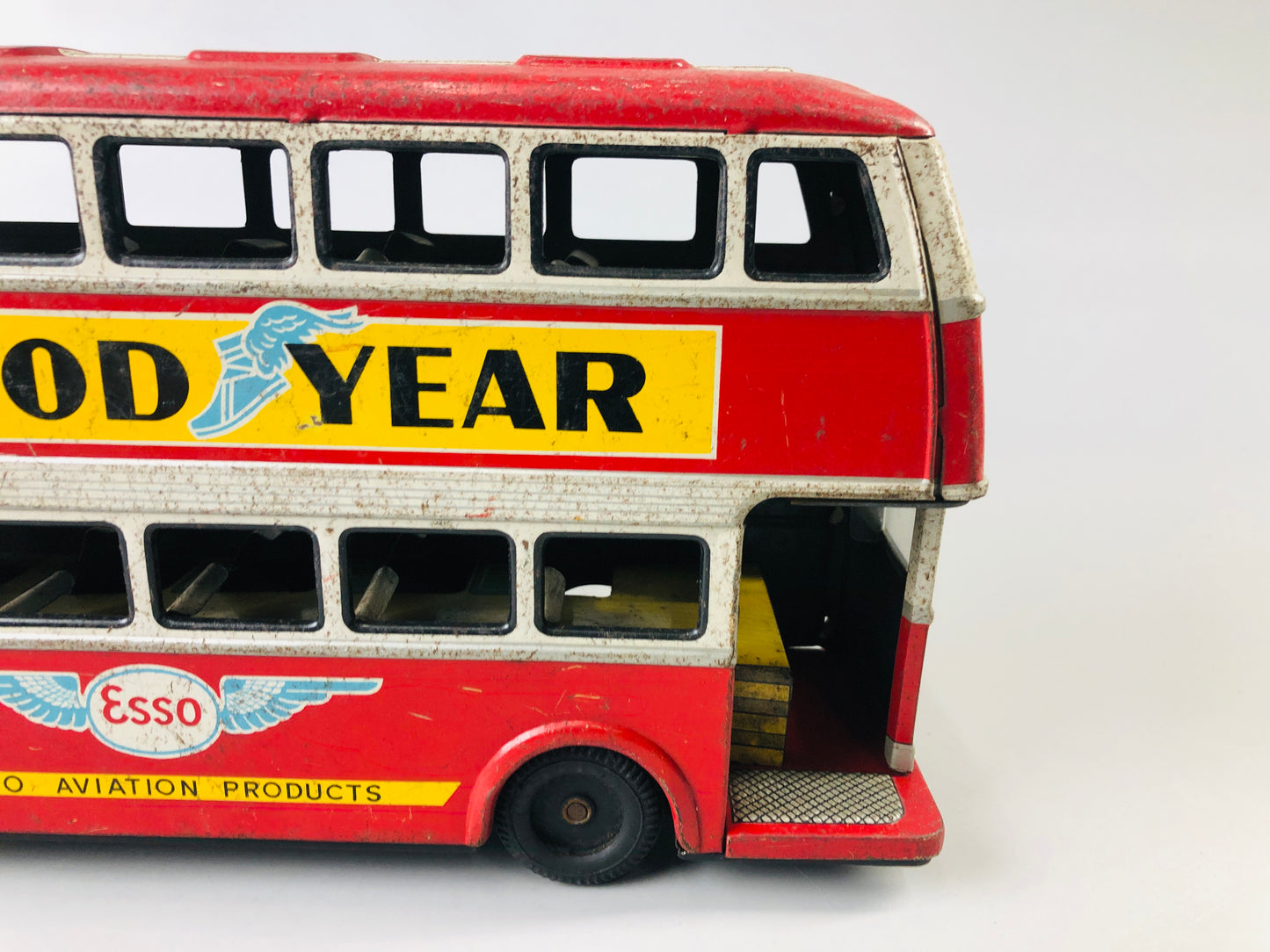 Y7017 [VIDEO] TIN TOY Bus Goodyear  transit public transportation Japan antique vintage