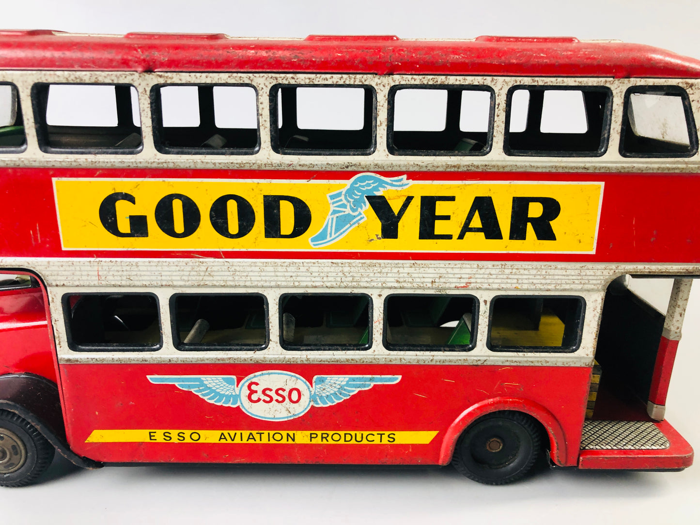 Y7017 [VIDEO] TIN TOY Bus Goodyear  transit public transportation Japan antique vintage