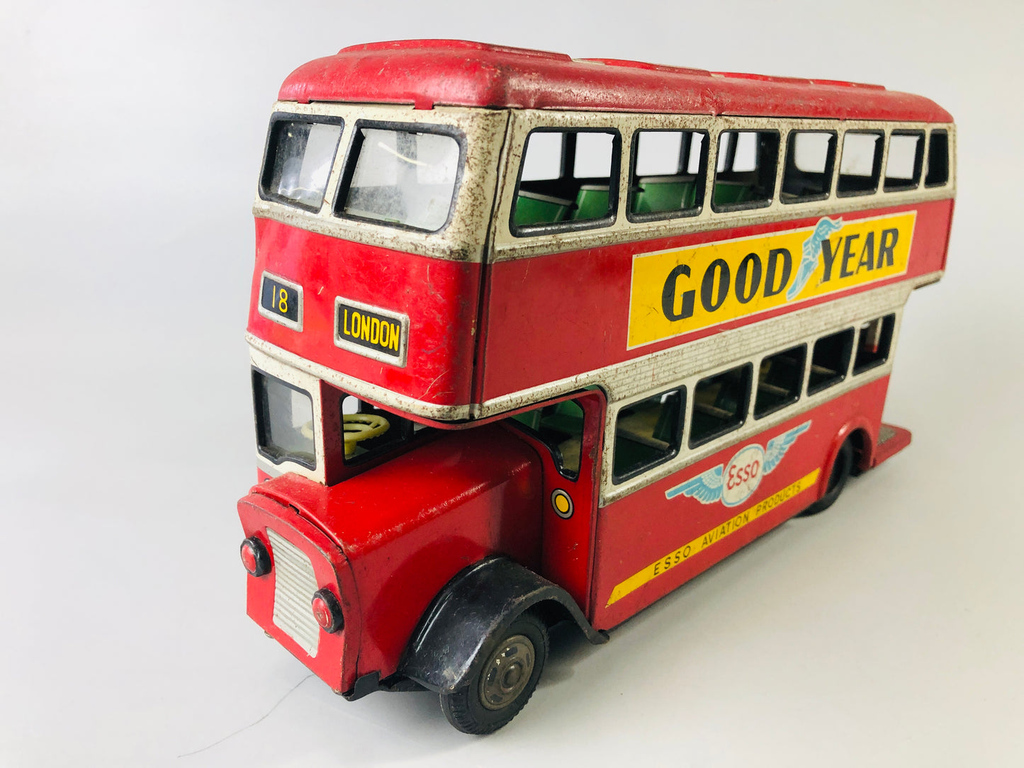 Y7017 [VIDEO] TIN TOY Bus Goodyear  transit public transportation Japan antique vintage