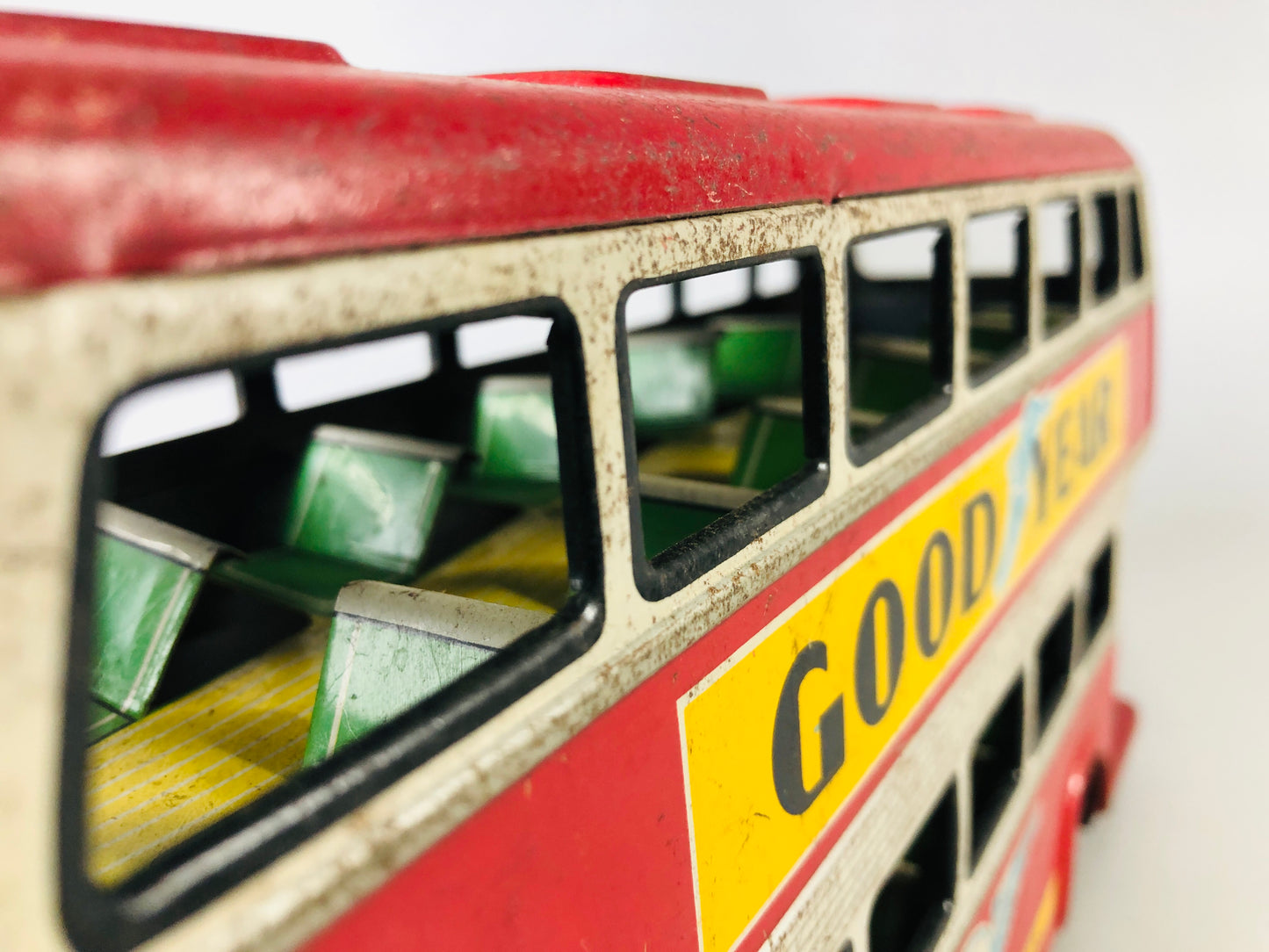 Y7017 [VIDEO] TIN TOY Bus Goodyear  transit public transportation Japan antique vintage