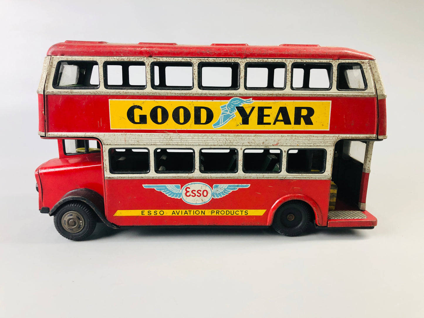 Y7017 [VIDEO] TIN TOY Bus Goodyear  transit public transportation Japan antique vintage