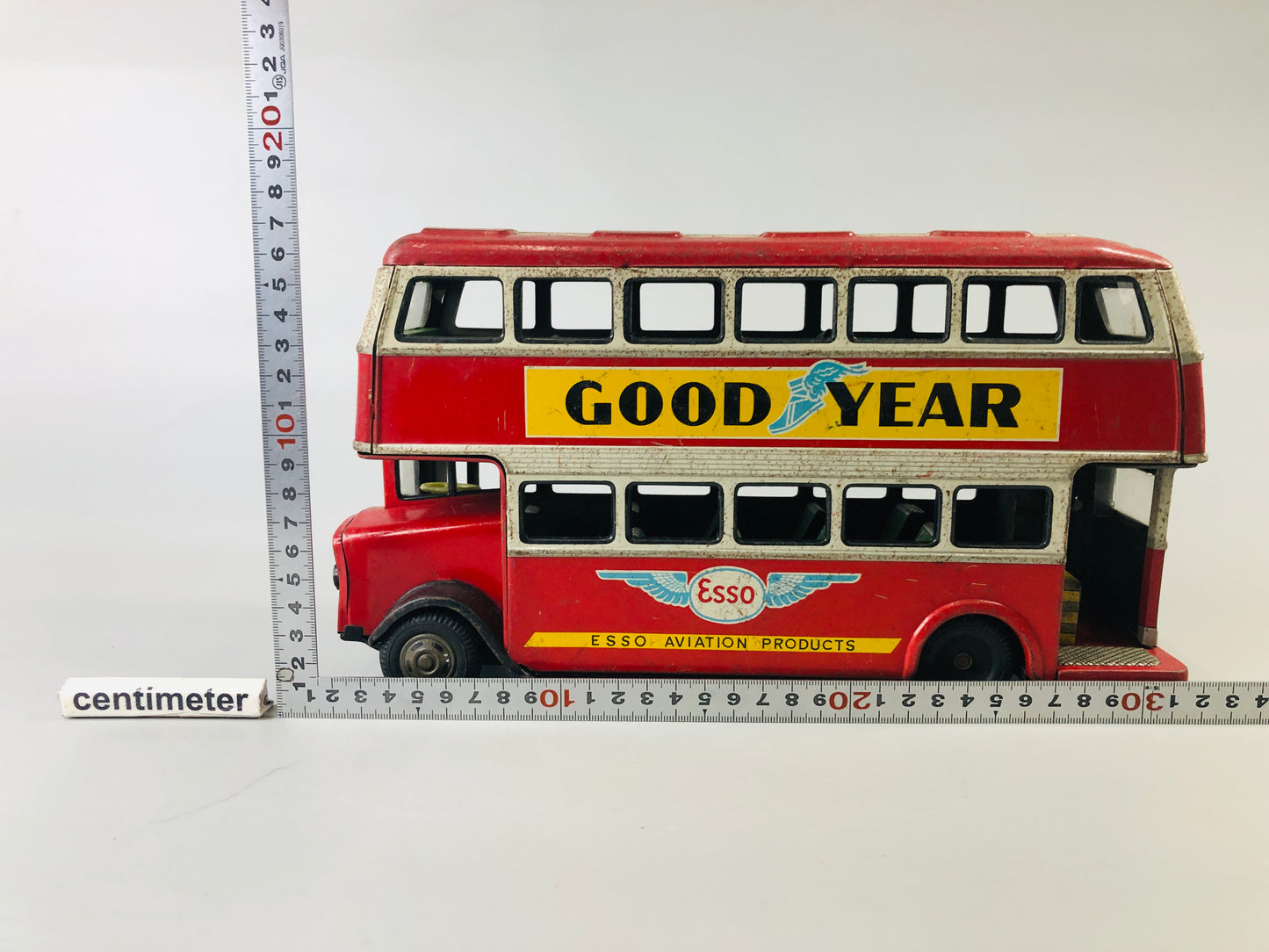 Y7017 [VIDEO] TIN TOY Bus Goodyear  transit public transportation Japan antique vintage