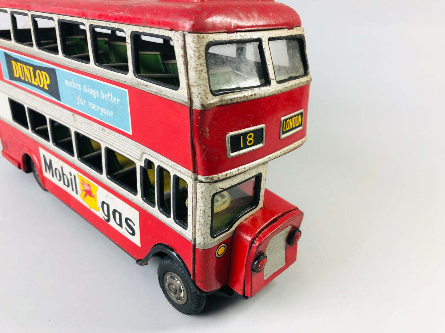 Y7017 [VIDEO] TIN TOY Bus Goodyear  transit public transportation Japan antique vintage