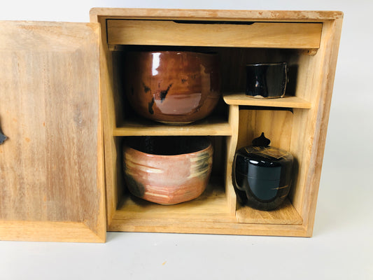 Y7021 [VIDEO] CHAWAN Tea ceremony utencils set box Japan antique bowl chasen natsume