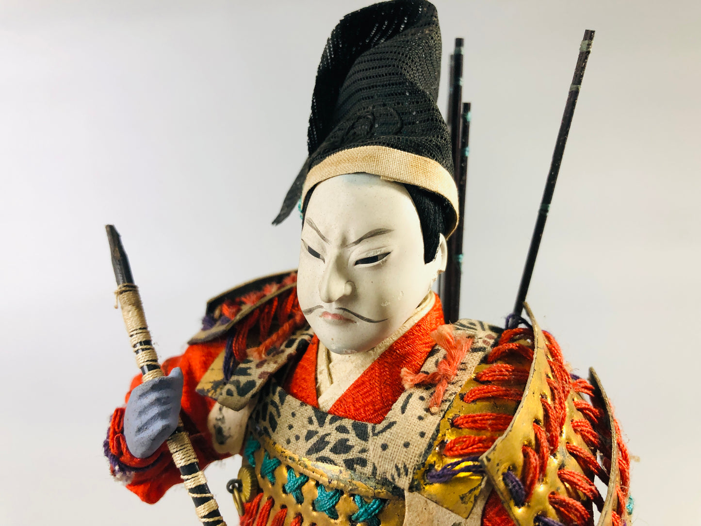 Y7026 [VIDEO] NINGYO Samurai figure box armor bushi Japanese doll Japan antique statue