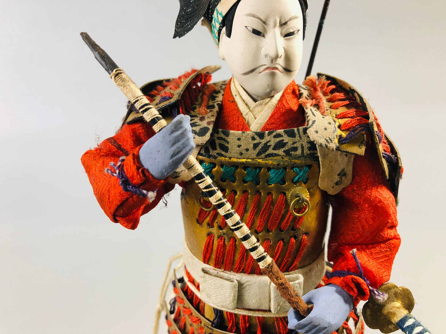 Y7026 [VIDEO] NINGYO Samurai figure box armor bushi Japanese doll Japan antique statue