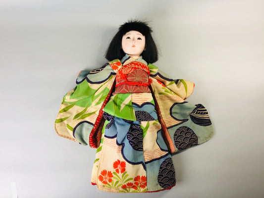 Y7034 NINGYO Ichimatsu doll girl signed Japan antique figure figurine statue